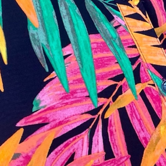 Catherine’s Mens 4X Button up bright Hawaiian shirt colorful leaves 80’s style - Picture 5 of 5